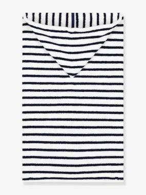 Cape de bain en éponge Rayures PETIT BATEAU blanc imprimé - Petit Bateau
