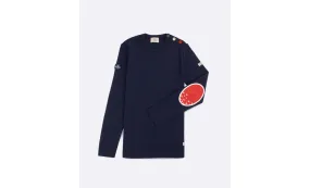 Pull Marin en laine Mérinos pour Femme avec coudières en voile 100% recyclée