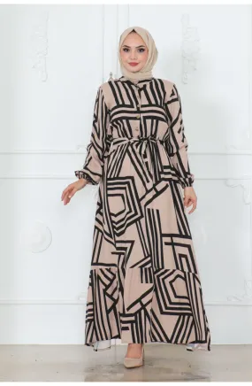 Robe Viscose A Rayures 7107-05 Vison Clair 7107-05
