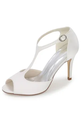 Sandales de mariage à talon style salomé bout ouvert